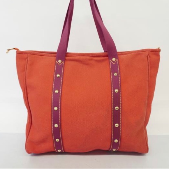 🎉🎉HP🎉LOUIS VUITTON Rose Leather and Red Canvas GM Tote with Gold Hardware - Picture 3 of 7